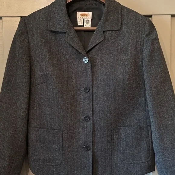 Talbots Wool Blazer Jacket Button Front Charcoal Gray Size 10 Petite - Picture 4 of 7